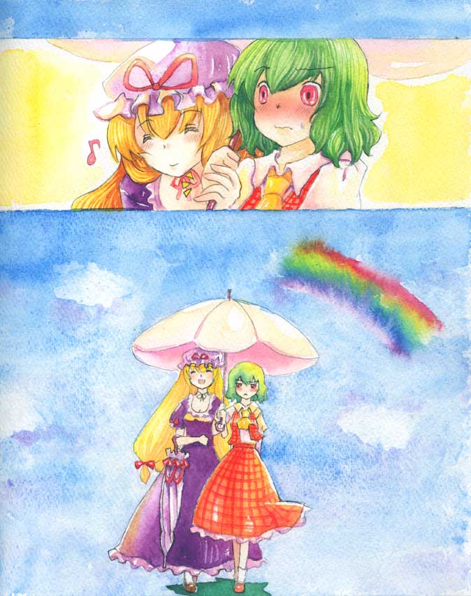 yakumo yukari and kazami yuuka (touhou) drawn by shiroaisa