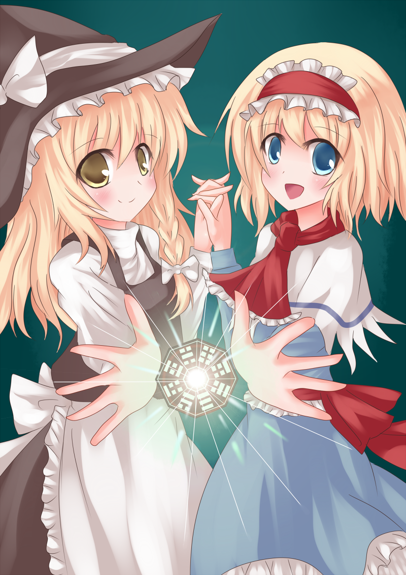 kirisame marisa and alice margatroid (touhou) drawn by aliage