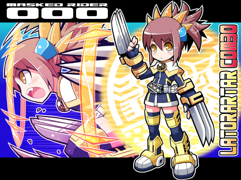 kamen rider ooo, hino eiji, and ratoratah (kamen rider and 1 more) drawn by yuuno
