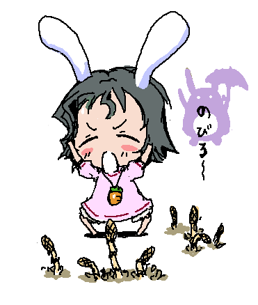 inaba tewi and totoro (touhou and 1 more) drawn by baku_taso