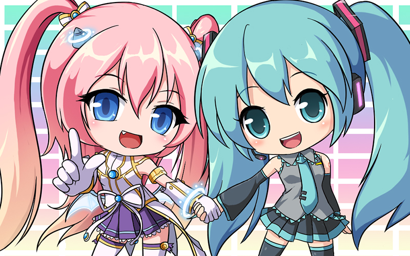 hatsune miku and angelic buster (vocaloid and 1 more) drawn by nekono_rin