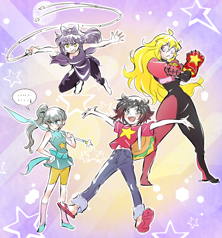 ruby rose, weiss schnee, yang xiao long, blake belladonna, pearl, and 3 more (rwby and 1 more) drawn by iesupa