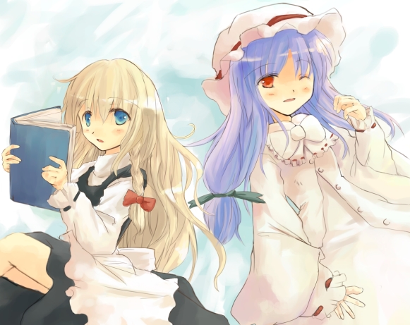 kirisame marisa and patchouli knowledge (touhou) drawn by tes_(unpre)