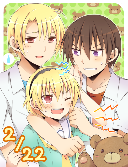 houjou satoko, maebara keiichi, and houjou satoshi (higurashi no naku koro ni) drawn by mini_mamu