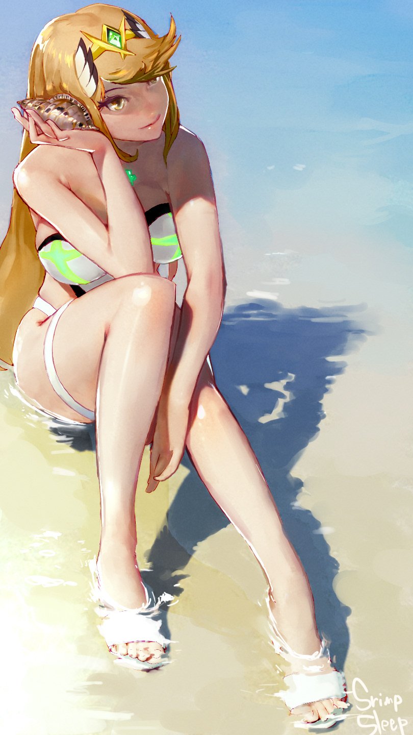 mythra (xenoblade chronicles and 1 more) drawn by shrimqsleeq
