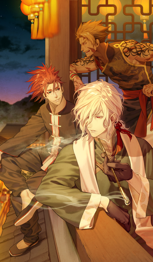edmond dantes, beowulf, and li shuwen (fate and 1 more) drawn by kazuki_yone