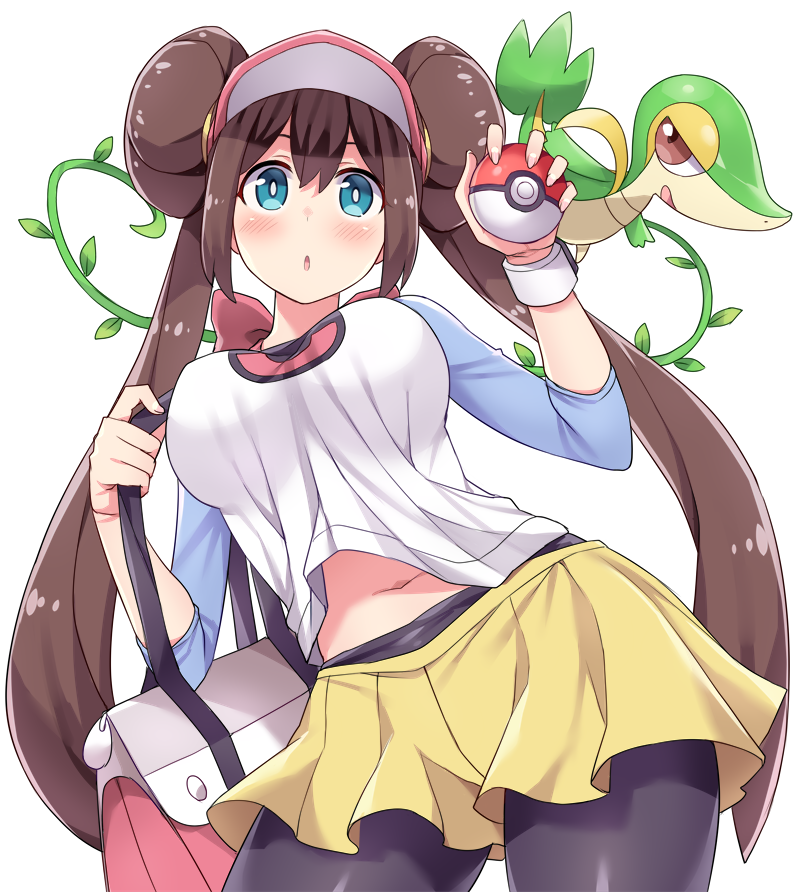 rosa and snivy (pokemon and 1 more) drawn by amane_hasuhito