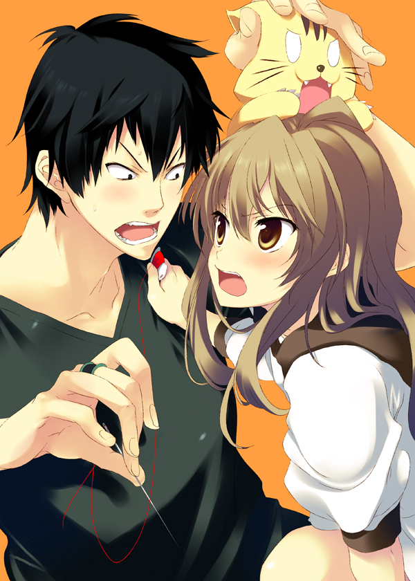 aisaka taiga, takasu ryuuji, and palmtop tiger (toradora!) drawn by tatami_to_hinoki