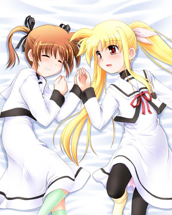 fate testarossa and takamachi nanoha (lyrical nanoha and 2 more) drawn by sumeragi_kou