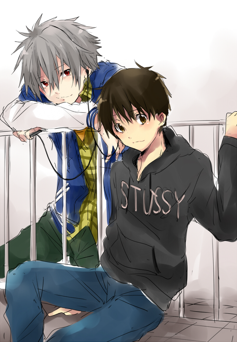 ikari shinji and nagisa kaworu (neon genesis evangelion) drawn by shouno_kotarou