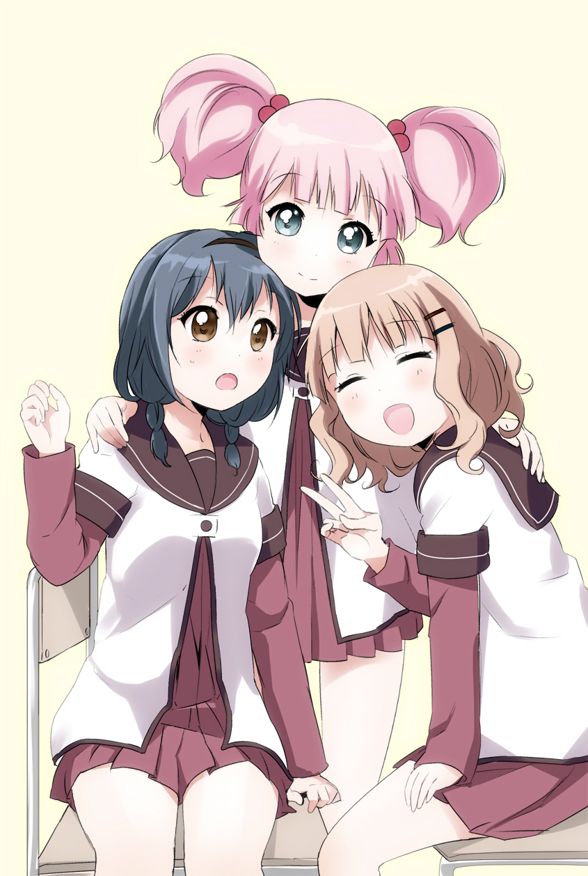 yoshikawa chinatsu, oomuro sakurako, and furutani himawari (yuruyuri) drawn by kamiki_uutarou