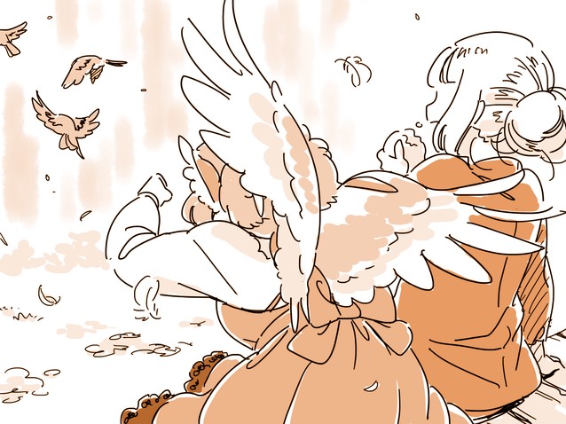 fujiwara no mokou and mystia lorelei (touhou and 1 more) drawn by mitsumoto_jouji