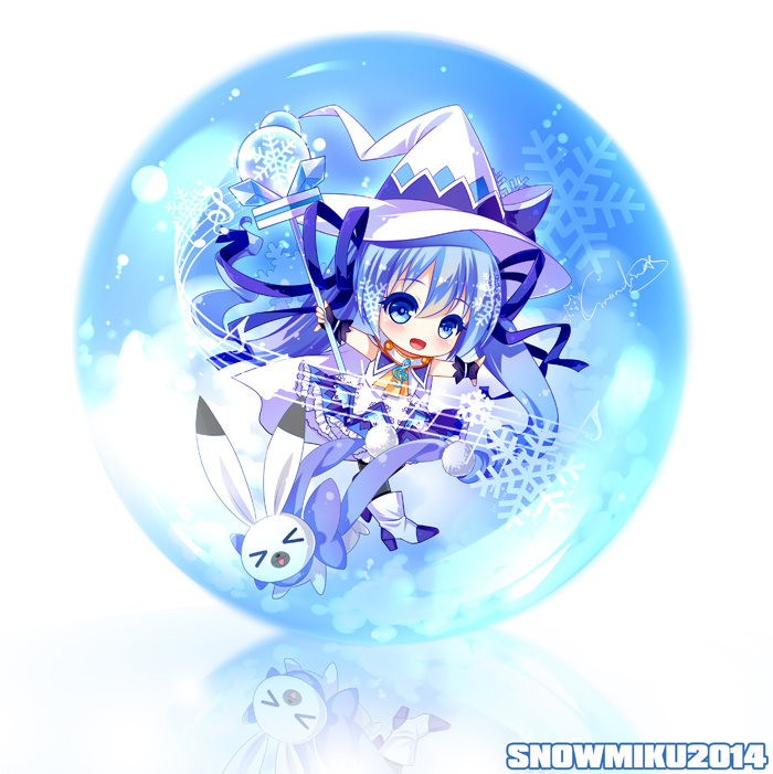 hatsune miku, yuki miku, and rabbit yukine (vocaloid and 1 more) drawn by grandia_koori