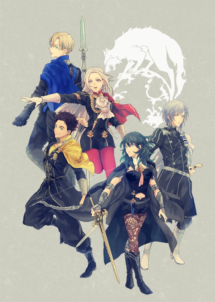 female byleth, edelgard von hresvelg, dimitri alexandre blaiddyd, claude von riegan, constance von nuvelle, and 3 more (fire emblem and 1 more) drawn by tetsuo_(watson)