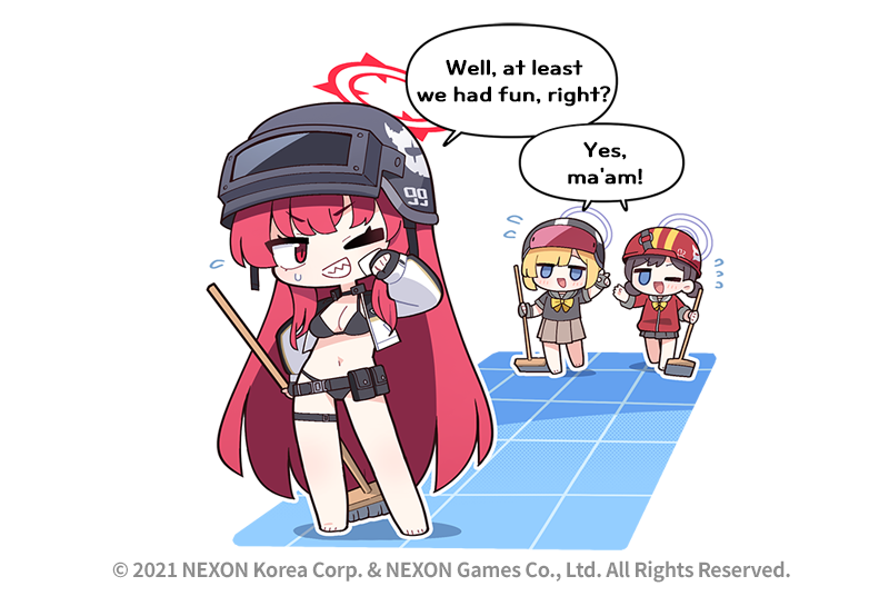 rabu, helmet gangster, and helmet gang officer (blue archive) drawn by donmin_h