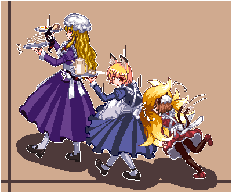 yakumo yukari, yakumo ran, and chen (touhou) drawn by unk_kyouso