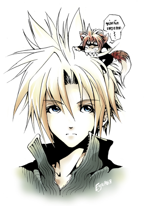 cloud strife and reno (final fantasy and 2 more) drawn by eguana