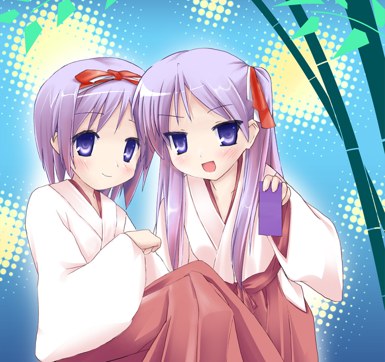 hiiragi kagami and hiiragi tsukasa (lucky star) drawn by niiya