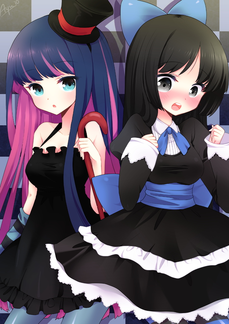 akiyama mio and stocking (k-on! and 1 more) drawn by moorina