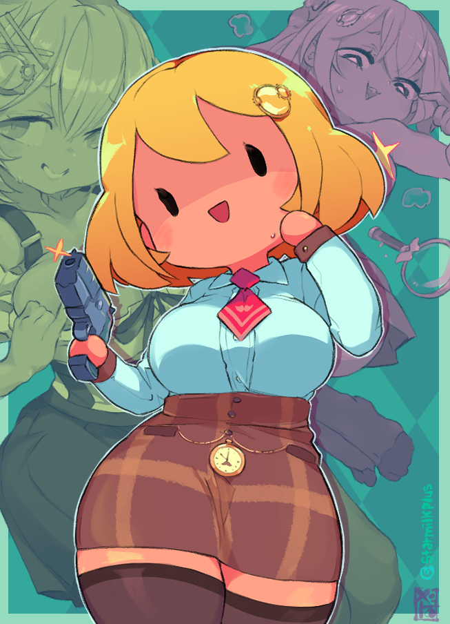 watson amelia and smol ame (hololive and 1 more) drawn by starmilk