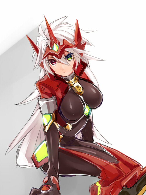 ragna the bloodedge and alpha-01 (blazblue) drawn by tomo_(tomorag7)