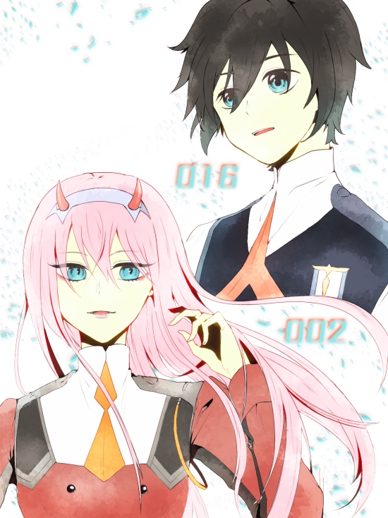 zero two and hiro (darling in the franxx) drawn by tokio-kun_(nprw3335)