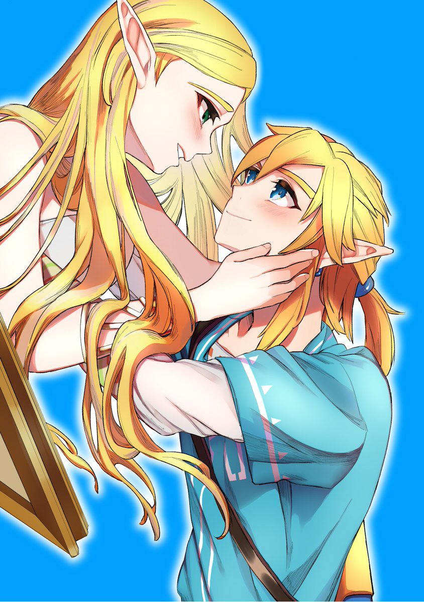 link and princess zelda (the legend of zelda and 1 more) drawn by ao_haruki