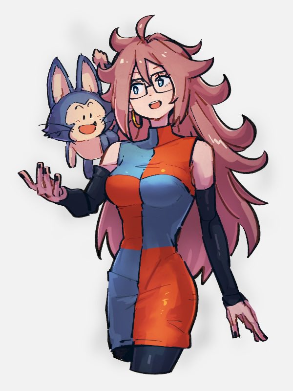 android 21 and puar (dragon ball and 1 more) drawn by kemachiku