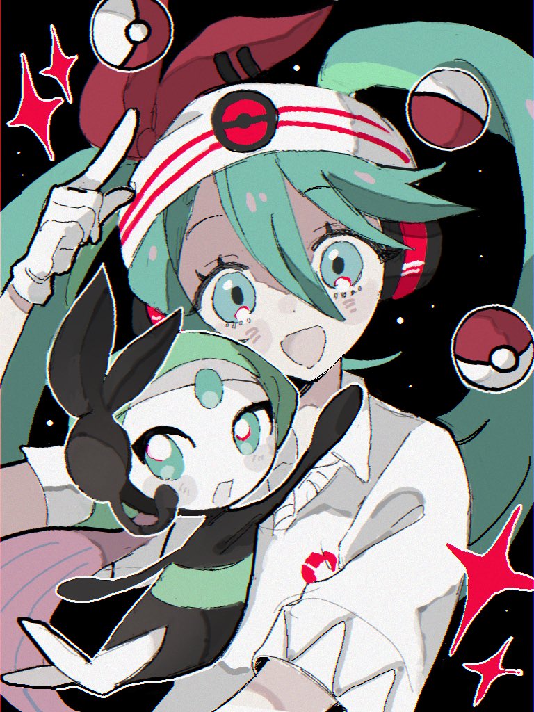 hatsune miku, meloetta, and psychic miku (pokemon and 2 more) drawn by tabun_ningen