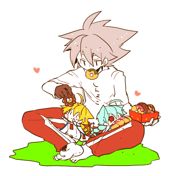 ragna the bloodedge, nu-13, and lambda-11 (blazblue) drawn by kuro_yuzu