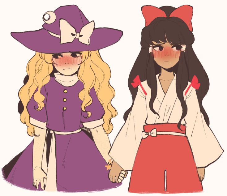 hakurei reimu and kirisame marisa (touhou) drawn by pixie_(milkywaypixies)