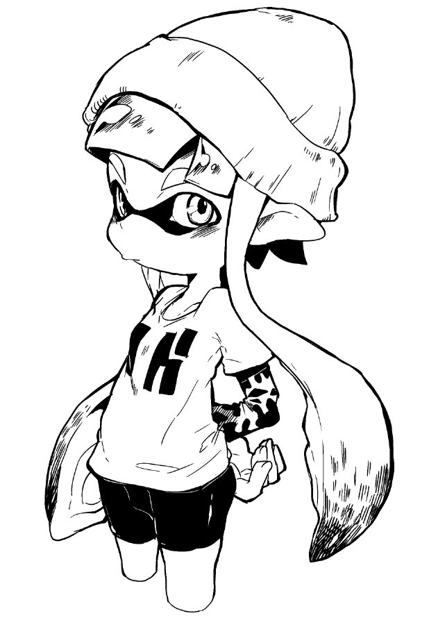inkling player character and inkling girl (splatoon and 1 more) drawn by ugougou