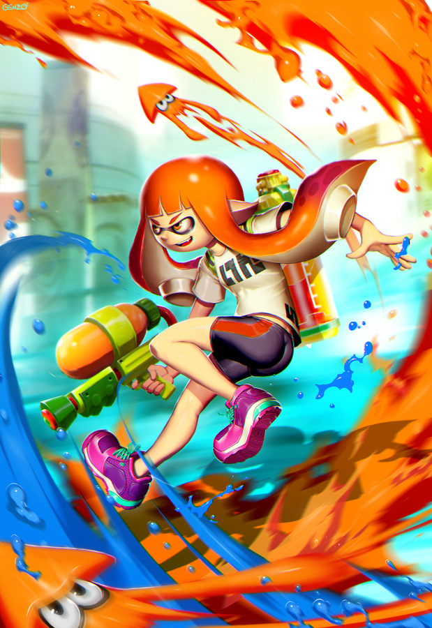 inkling player character, inkling girl, and kaori (splatoon and 1 more) drawn by genzoman