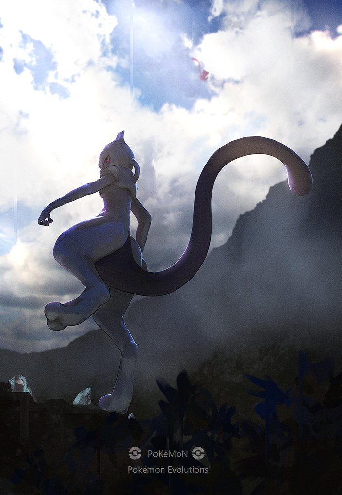mew and mewtwo (pokemon and 1 more) drawn by otsumami_(bu-bu-heaven)