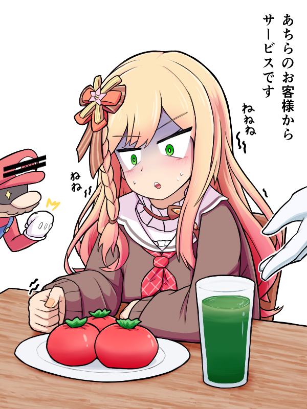 mario and momosuzu nene (hololive and 1 more) drawn by yokoshima020
