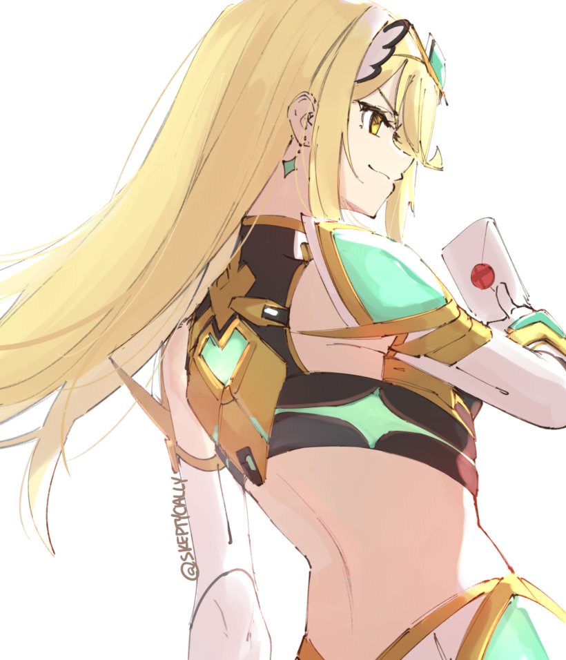 mythra (xenoblade chronicles and 2 more) drawn by skeptycally