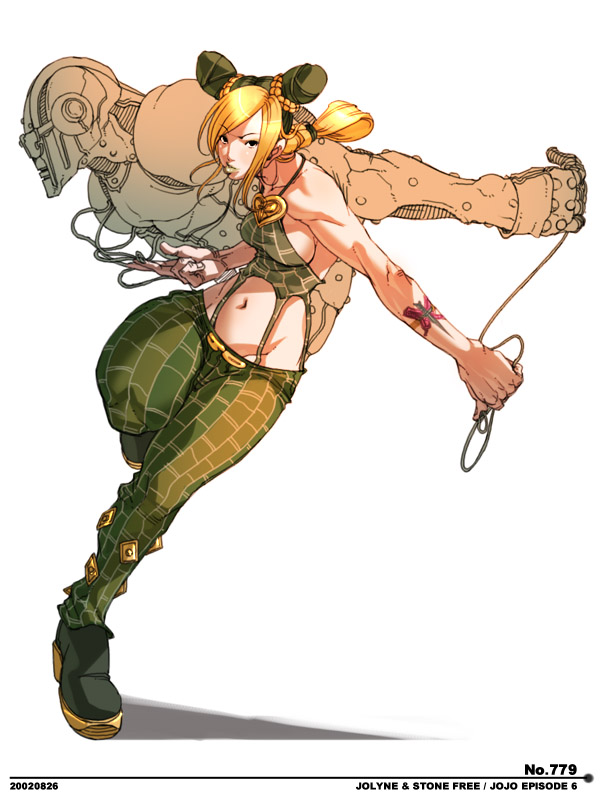 kujo jolyne and stone free (jojo no kimyou na bouken and 1 more) drawn by falcoon