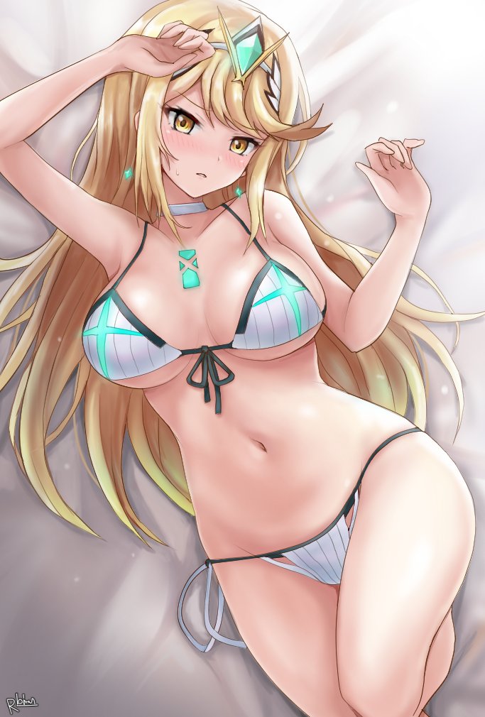 mythra (xenoblade chronicles and 1 more) drawn by r-binon