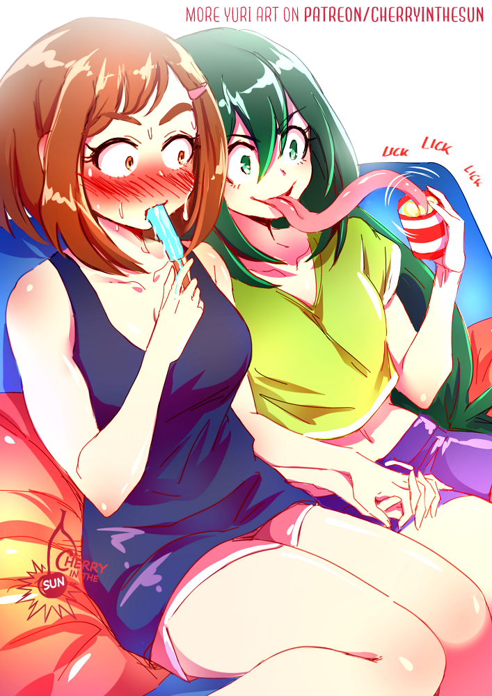 uraraka ochaco and asui tsuyu (boku no hero academia) drawn by cherry_in_the_sun