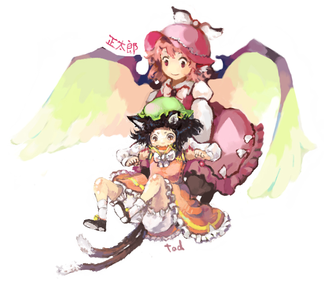 chen and mystia lorelei (touhou) drawn by shoutarou_(tibi2)