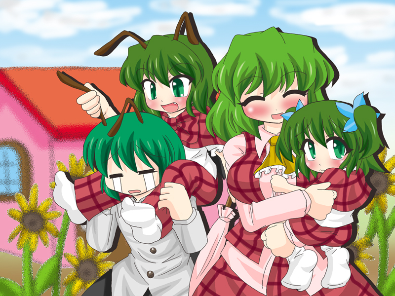 kazami yuuka and wriggle nightbug (touhou) drawn by akasode_(tyaramu)