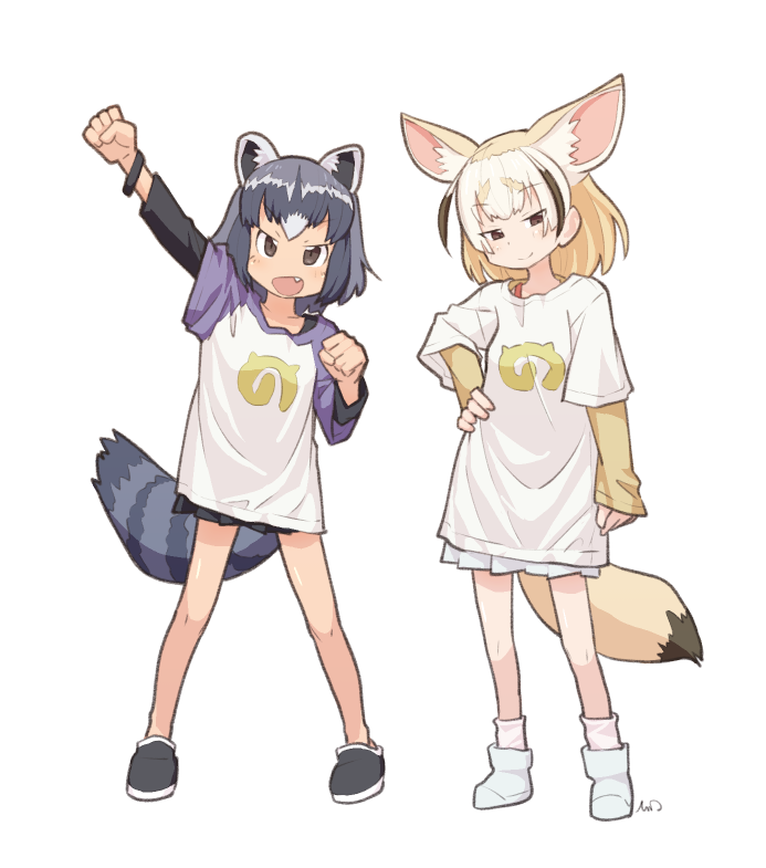 common raccoon and fennec (kemono friends) drawn by tessaku_ro