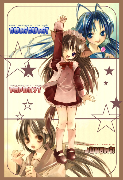 popury, rumirumi, and jungmi (nymphclub) drawn by popcorn_kang