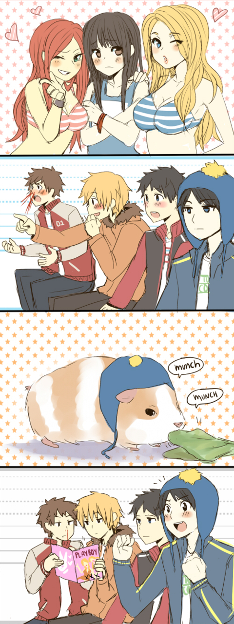 stan marsh, kenny mccormick, craig tucker, wendy testaburger, clyde donovan, and 3 more (south park and 1 more) drawn by kataro