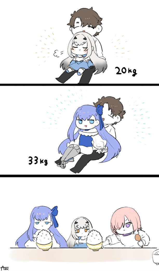 mash kyrielight, fujimaru ritsuka, meltryllis, and melusine (fate and 1 more) drawn by azu_(kirara310)