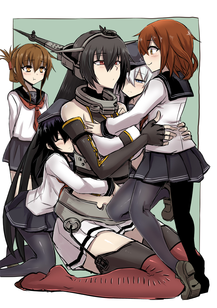hibiki, inazuma, ikazuchi, akatsuki, and nagato (kantai collection) drawn by minarai