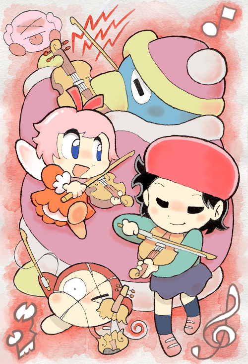 kirby, waddle dee, king dedede, xp-tan, adeleine, and 1 more (kirby and 1 more) drawn by oda_takashi