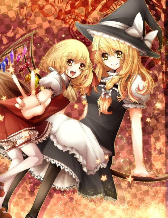 kirisame marisa and flandre scarlet (touhou) drawn by nicole_(lion)