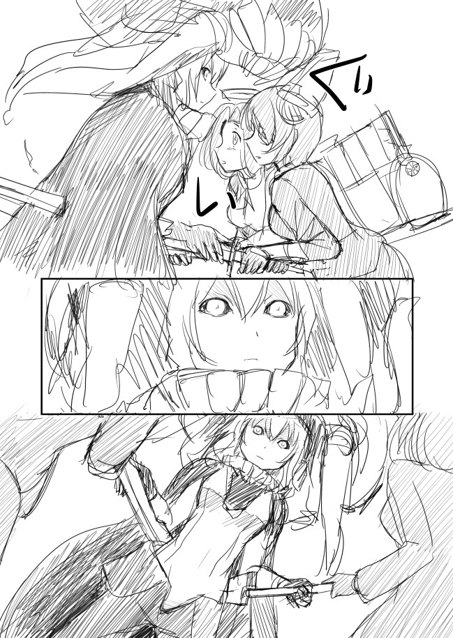 tenryuu, tatsuta, and wo-class aircraft carrier (kantai collection) drawn by shimazaki_mujirushi