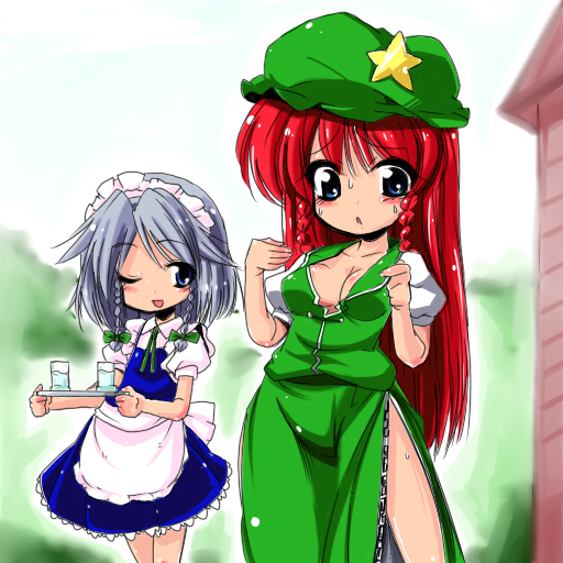 izayoi sakuya and hong meiling (touhou) drawn by kiku_hitomoji